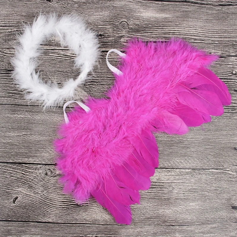 

2Pcs/Set Infant Cosplay Angel Cute Feather Halo Headband Wing Baby Photography Costumes Accessories Newborn Photo Shooting Prop