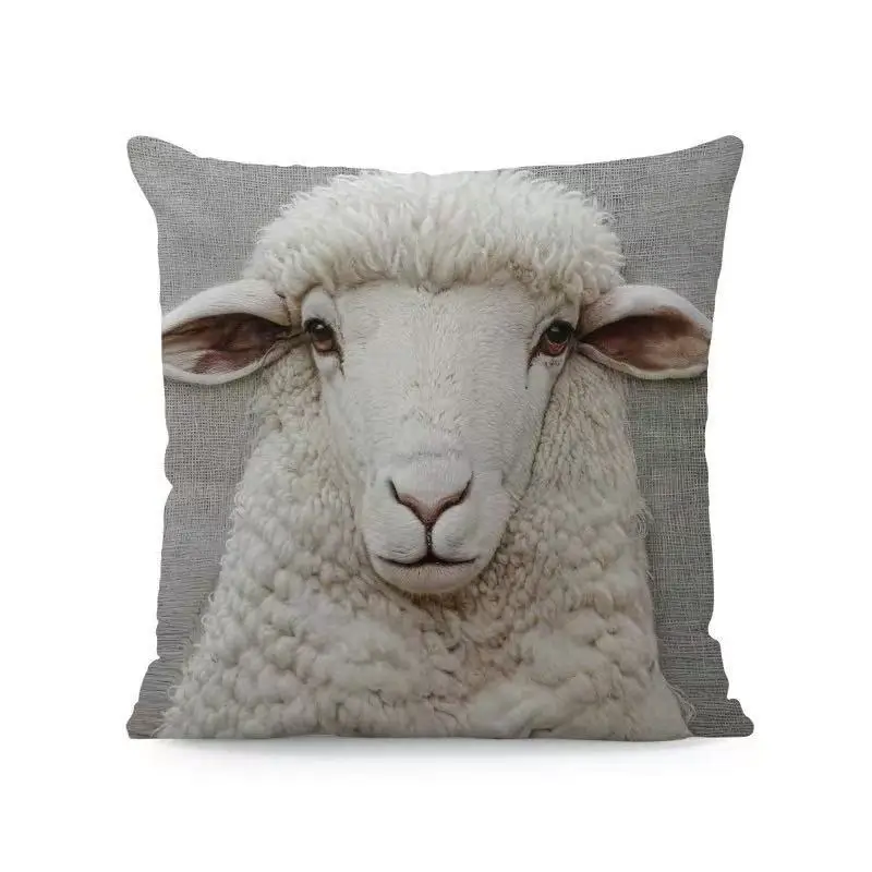 Niedlicher Alpaka-Kissenbezug 45*45cm - 1 Stück Weicher Kurzvelours 2D-Bedruckter Kissenbezug für Sofa, Auto, Kopfteil-Dekoration – Detail 31