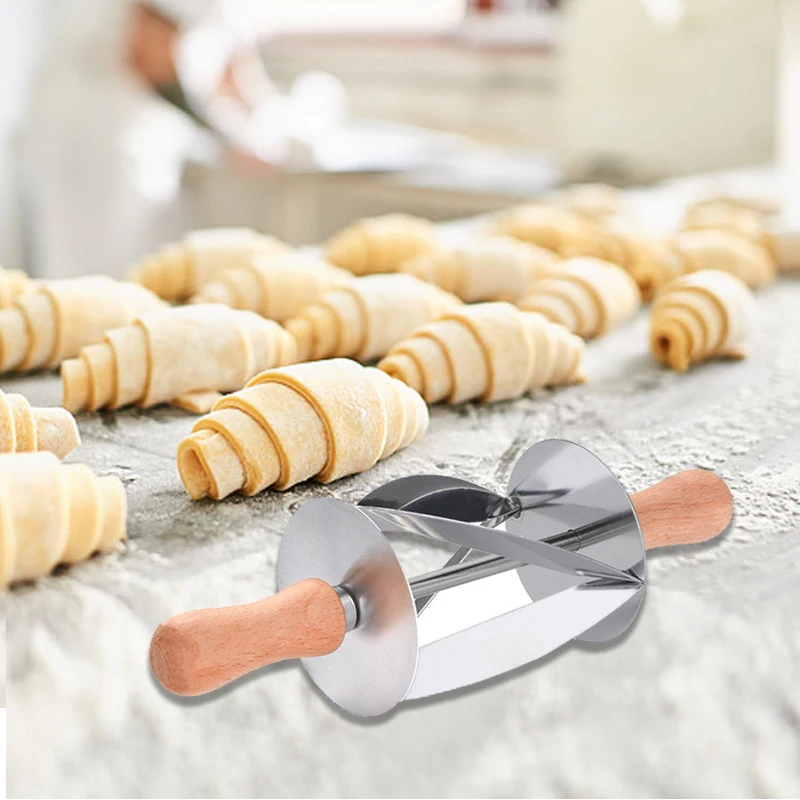 Stainless Steel Rolling Cutter Bread Dough Knife Pies Croissant