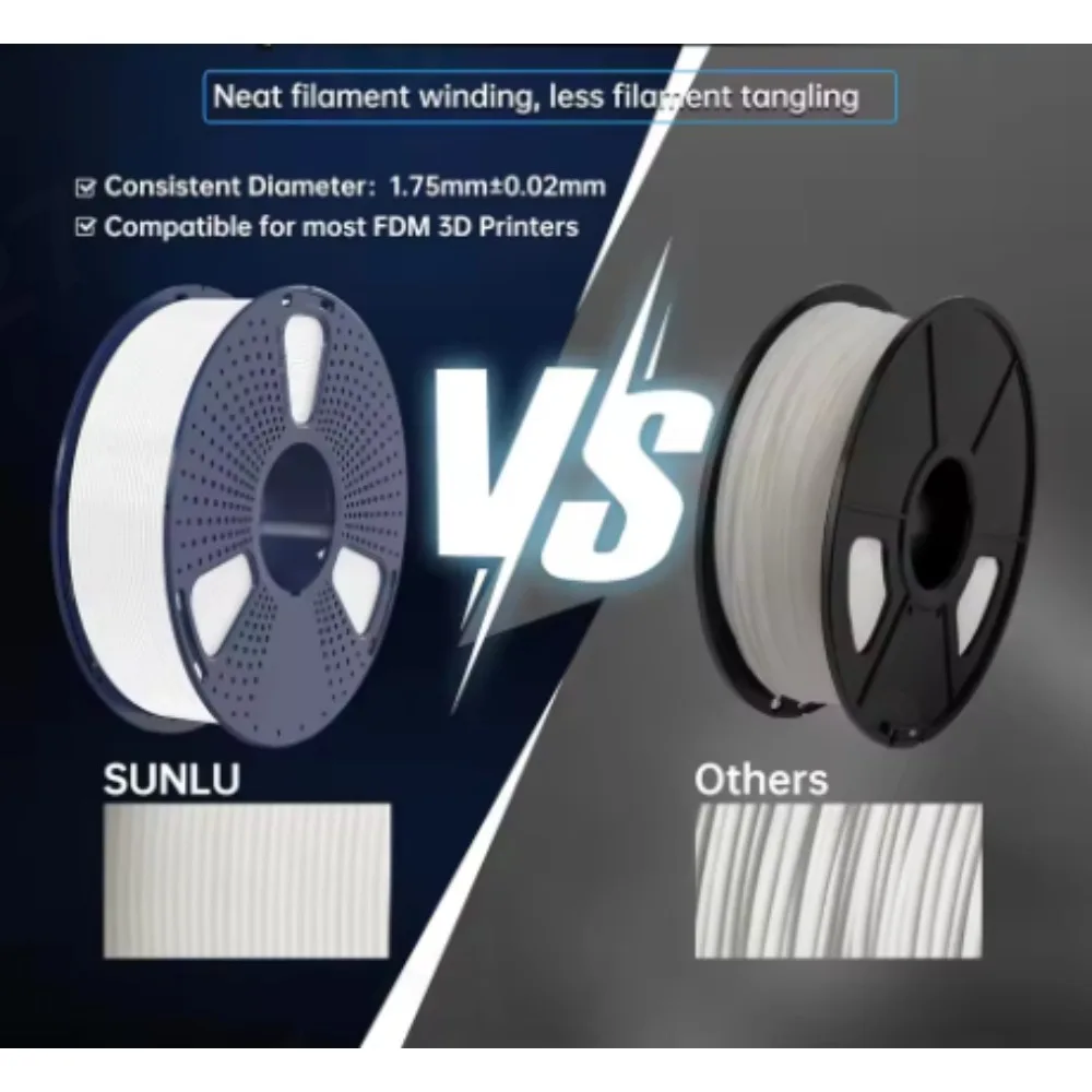 SUNLU 야광 PLA 필라멘트 1.75mm ±0.02mm 1KG 대부분의 FDM 3D 프린터에 적합한 고정밀 발광 깔끔하게 감긴 필라멘트