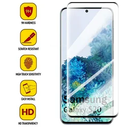 Curved Tempered Glass Screen Protector - Full Coverage 9D HD Film, Front Protection for 2PCS (For S20 Plus)
