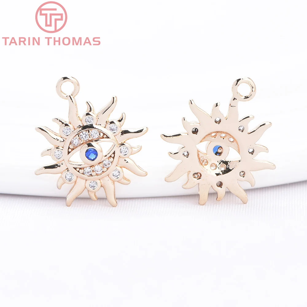 (1871)4PCS 12MM Loch 1,5MM 24K Gold Farbe Messing mit Zirkon Auge Charm Anhänger für DIY Schmuck Machen Erkenntnisse Zubehör – Detail 23