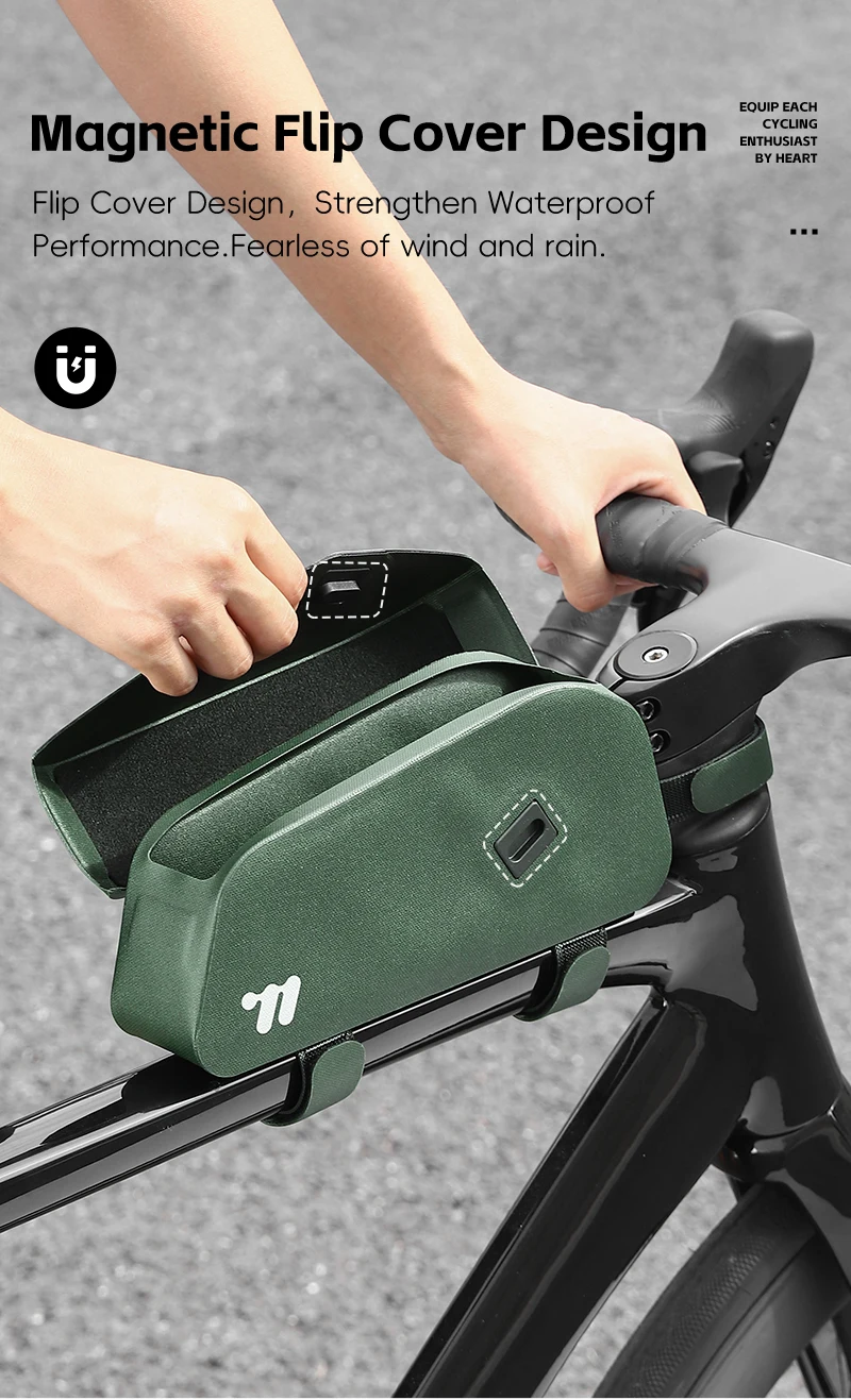 WEST RADFAHREN Fahrrad Vorne Rohr Tasche Wasserdichte Magnetische Schnalle Radfahren Top Rahmen Tasche Große Kapazität MTB Rennrad Gepäckträger Pack – Detail 4