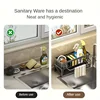 Kitchen Drill-Free Sink Organizer Multi-Use Sponge Soap Holder Draining Rack for Kitchen Countertop Storage Waterproof Shelf 4