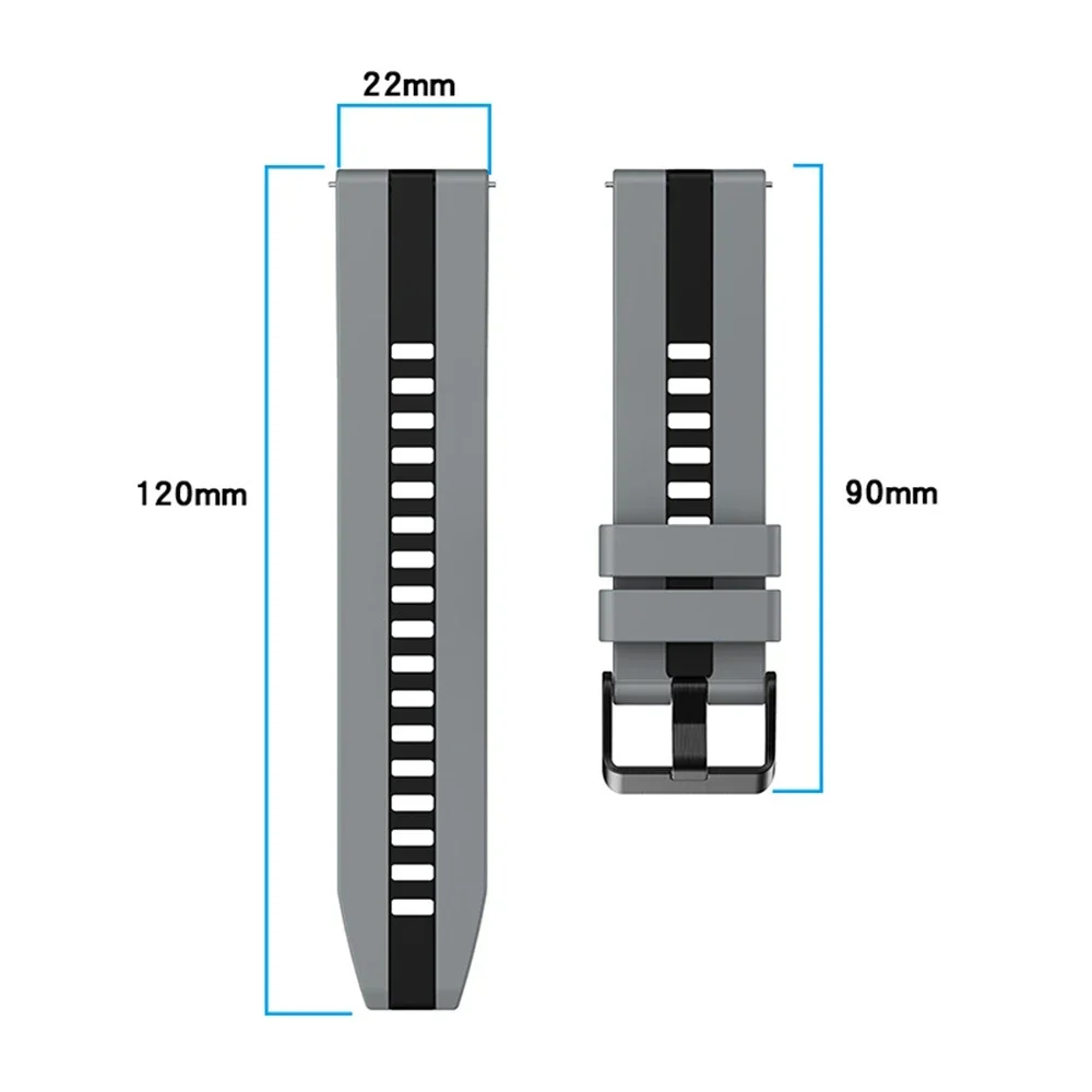 Two-Tone Sport Silicone Strap - 22mm Wristband Bracelet