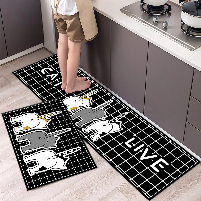 thumbnail image 1 of Alfombra de cocina antideslizante con estampado de dibujos animados, lavable, para entrada de casa, sala de estar, dormitorio, decorativa, 1 of 4