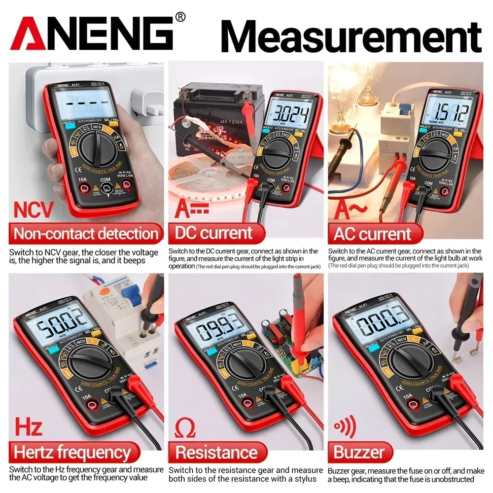 ANENG AL01 Inductance Digital Multimeter 6000 Count True-RMS AC/DC Voltage Meter Current Tester Professional Electrician Tools 3