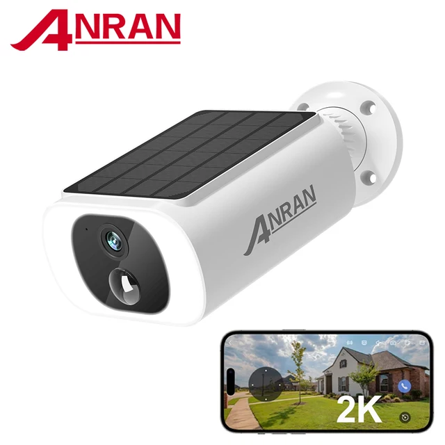 ANRAN Caméra Solaire, Caméra WiFi 2.4G, Caméras de Sécurité 2K pour la Protection de la Maison, Caméra avec Panneau Solaire et Batterie, Détection Humaine PIR, Alarme locale, Compatible Alexa, Couleur Vision Nocturne 1