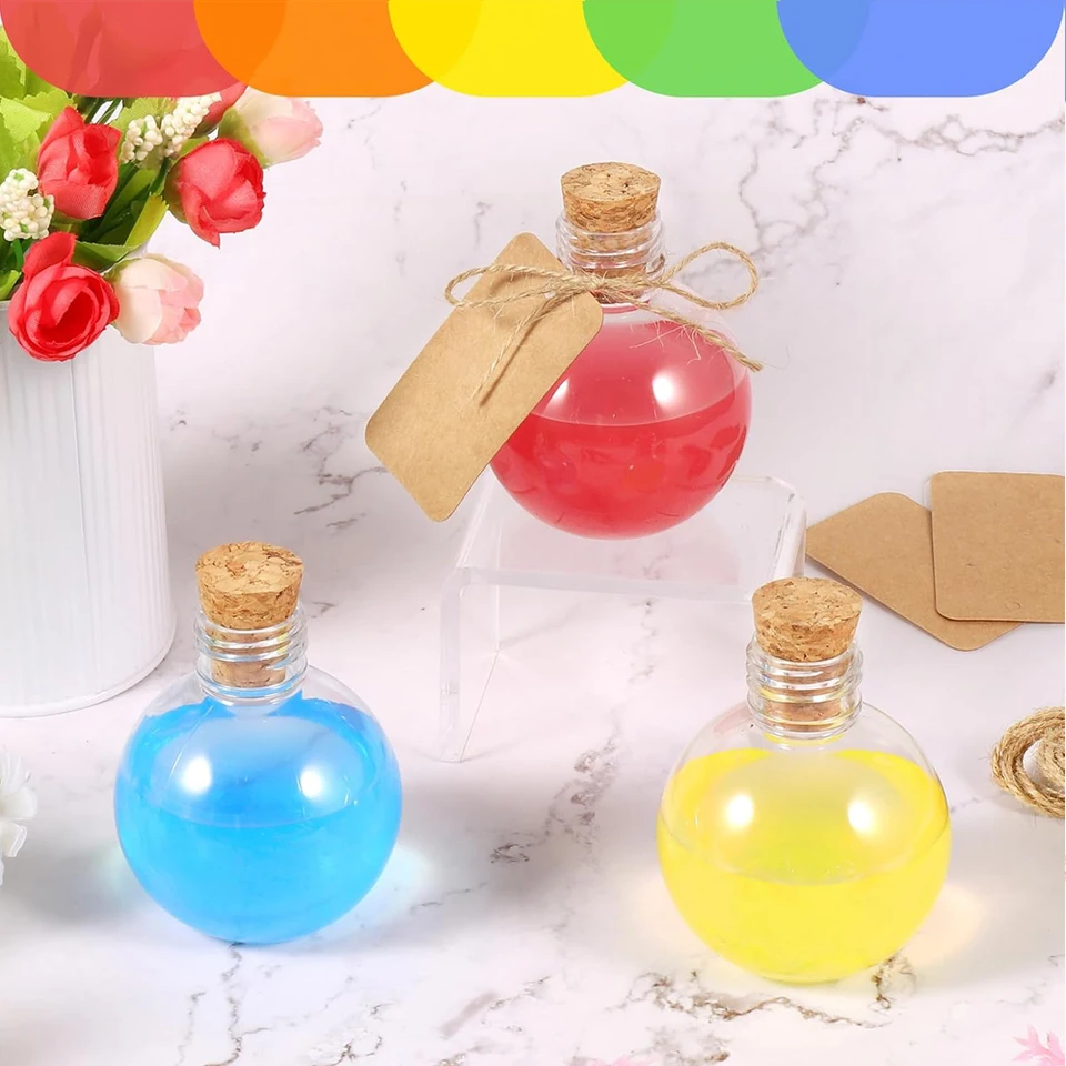 Relaxdays Set da 20 Bottigliette in Vetro per Bomboniere, Bottiglie da 60 ml, Barattolini con Tappo, Trasparente Marrone