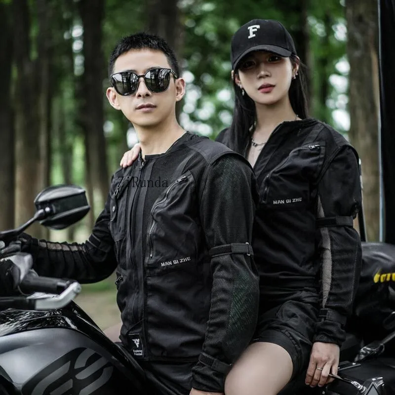 Motorcycle summer riding clothes men's and women's mesh breathable anti-drop locomotive clothes functional wind jacket armor