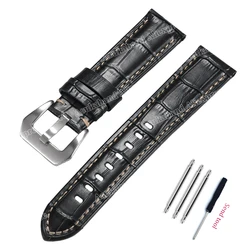 Elegant Leather Watch Band - Premium Strap for Timeless Style (Multiple Sizes Available) (Black white - silver)