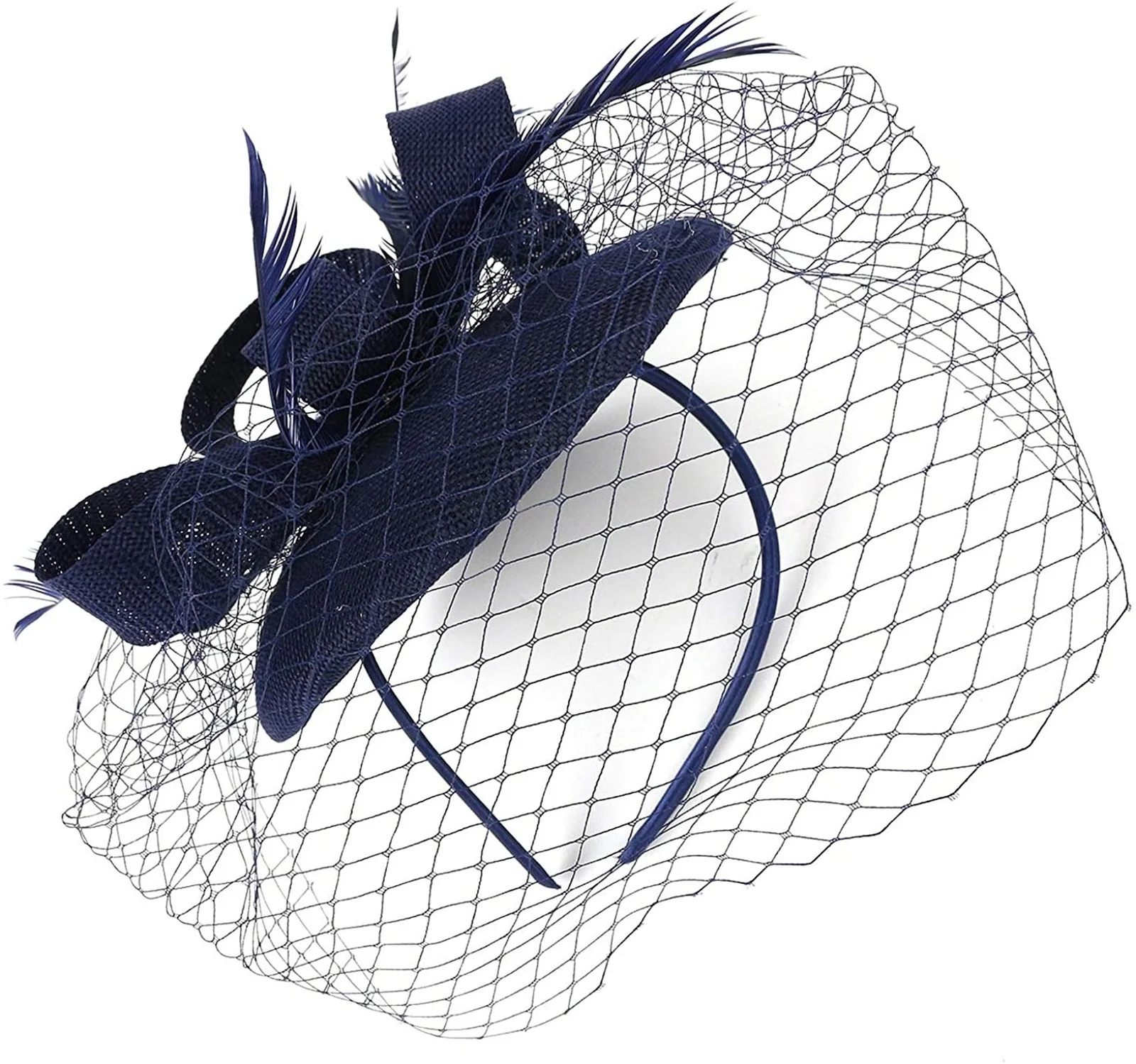 Elegant Women's Pillbox Fascinators Hat Headband Tea Party Fascinator Hat Veil Kentucky Derby for Cocktail