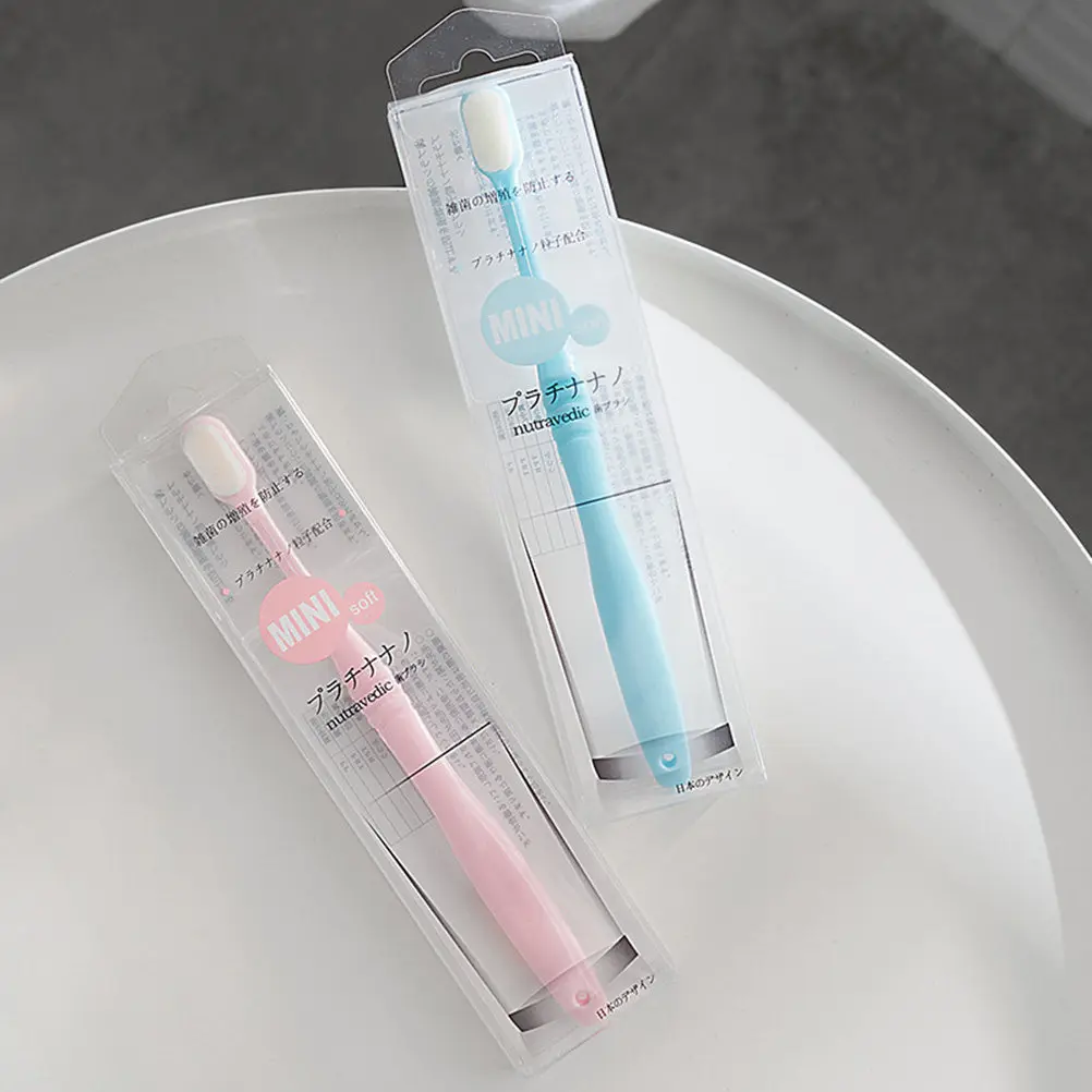 2Pcs 울트라 소프트 칫솔 긴 손잡이 산후 기간을 위한 얇은 컴팩트 디자인 엄..