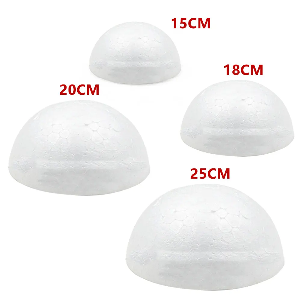 1pc 15cm/18cm/20cm/25cm Halb Runde Polystyrol schaum Ball Für DIY Weihnachten Natal Kinder Gemalt Mi Party Blume Ball Dekor – Detail 2