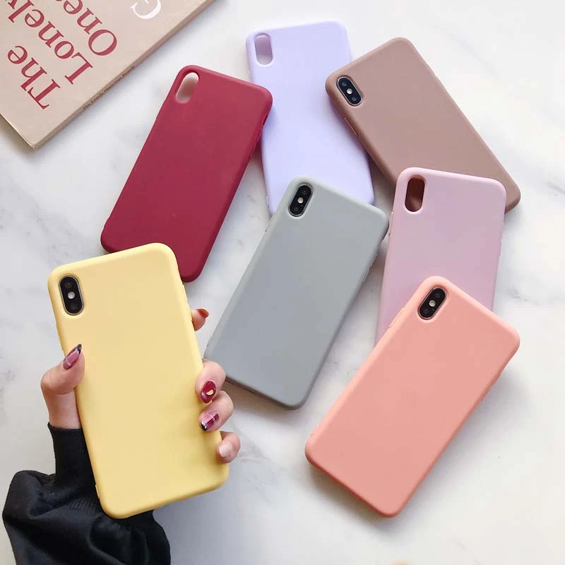 1.5mm thick Candy Colors Phone Case For iPhone 12 Pro Max 11 13 Pro Max X XR XS Max 7 8 6 Plus SE 2020 Fashion Silicone Cover iphone se leather case