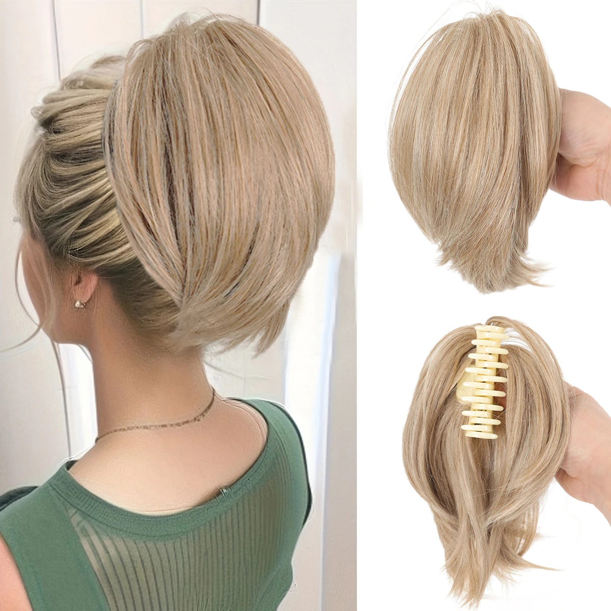 Synthetic Clip Straight Hair Circle Ponytail Wig For Women Ponytail Hair Accessories Short Curly Smooth ponytail Extension clip in ponytail hair extension synthetic ponytail synthetic hair accessories clip in ponytail extensions
