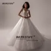 BEPEITHY Customized Vestido De Noiva V Neck Sleeveless Wedding Dresses 2025 For Women A Line Ivory Lace Bride Boho Bridal Gown 3