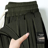 Summer Ice Silk Elastic Waist Sports Pants Men's Lightweight Straight Leg Casual Trousers Youth Faionable Loose Fit