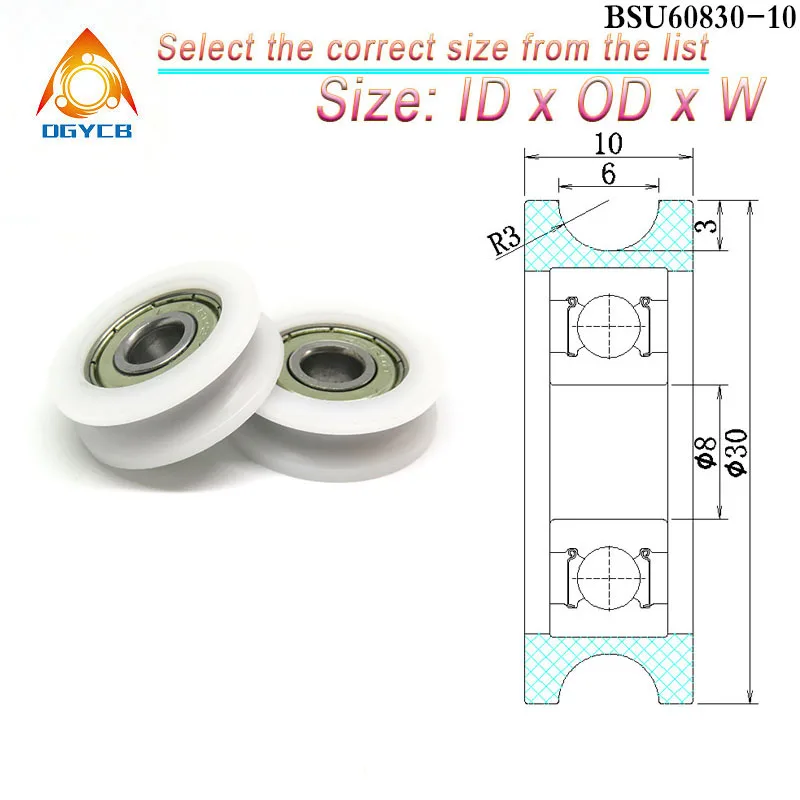 2pcs 8x30x10mm Pom Pulley U Groove Track Roller Bsu60830 10 Plastic 