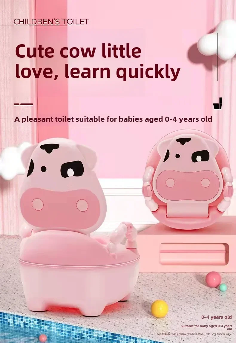 Description Picture 2 of itemPortable Cute Cow Baby Toilet Baby Training Potty Travel Potty Splash-proof and Non-slip Ergonomic Design Toilet Training Seat