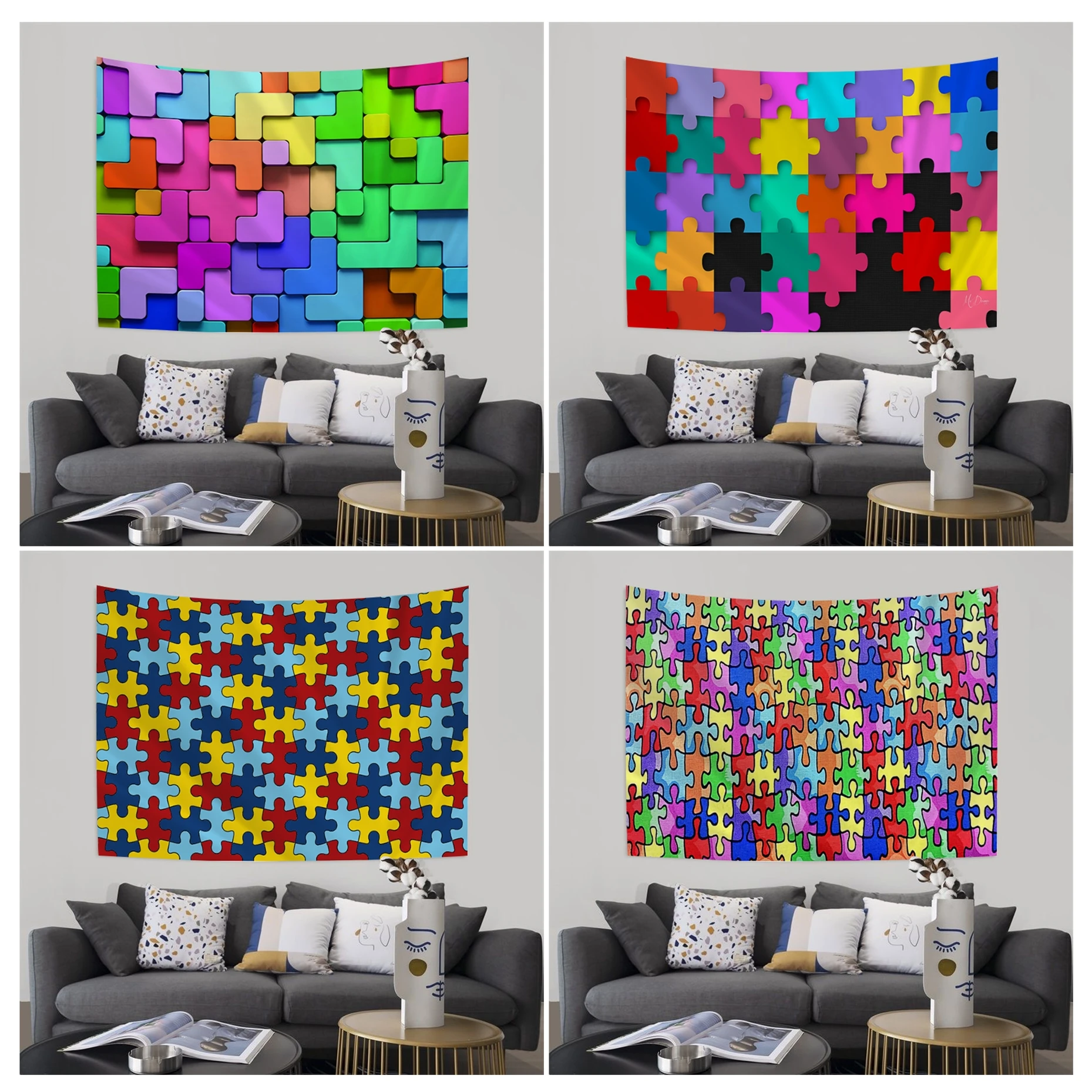 

Puzzle DIY Wall Tapestry For Living Room Home Dorm Decor Home Decor