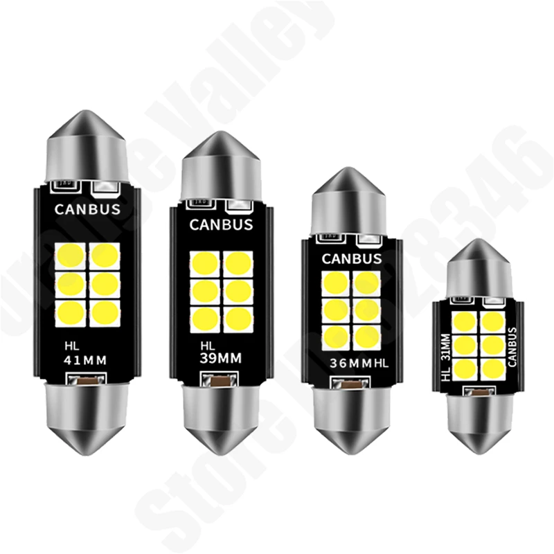 Festoon ڵ ׸  LED  , C5W, C10W, LED CANBUS, 31mm, 36mm, 39mm, 41 mm , 6 SMD, 3030, DC 12V, 10 
