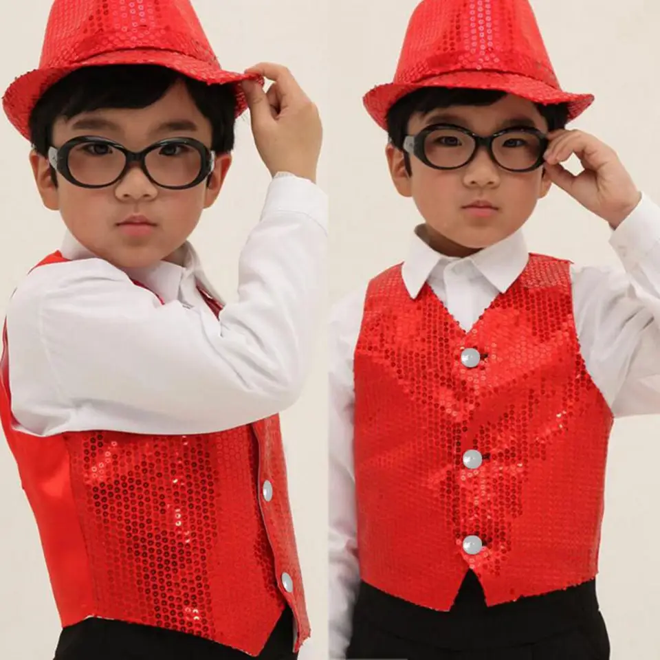 Gilet Con Paillettes Per Bambini Unisex - Hip Hop, Teatro, Danza, Feste (7-14 Anni) - Foto 8