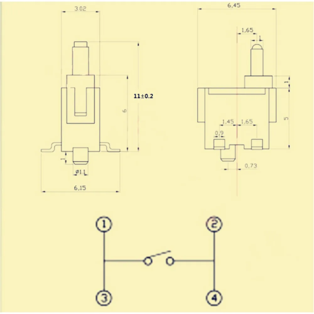 10Pcs SMD 4-foot Vertical Detection Switch Micro Travel Limit Switch Light Touch Micro-motion Reset Detection