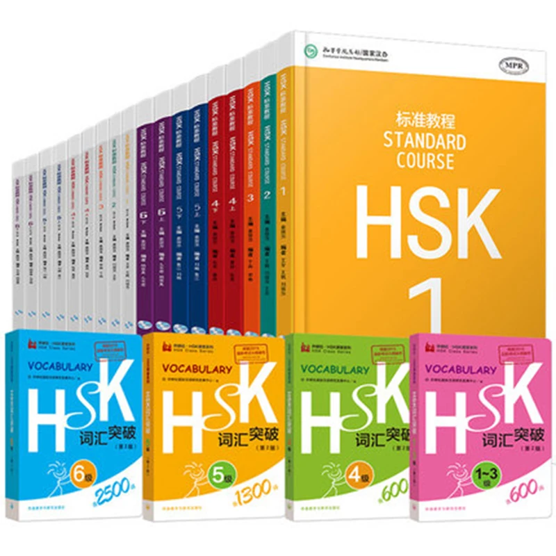 

Official 22 Book/Set Standard Course Hsk 1, 2, 3 ,4, 5 ,6( 9 Textbook+9 Workbooks ) / Learn Chinese Hsk Vocabulary Level 1-6