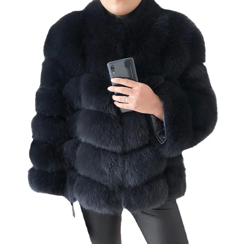 

Haining 2023 Winter New Women's True Fox Hair Standing Collar Fur Coat Women's Short Young Coat Women's