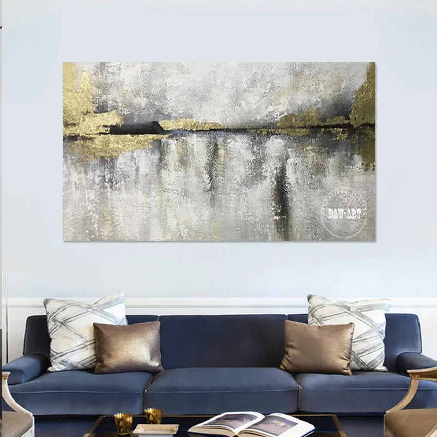 

Natural Scenery Art Painting No Framed Gold Foil Texture Style Simple Abstract Picture Canvas Modern Decor Home Goods Wall