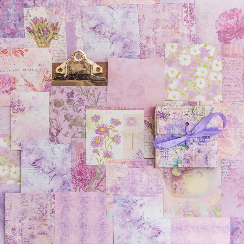 100Pcs Per Pack Boxed Material Paper base color Purple Gift Hand account journal supplies decorative Scrapbooking DIY Supplies