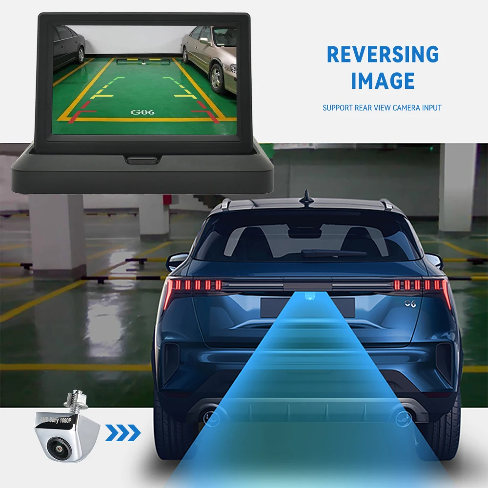 Car Parking Monitor Car Display Monitor Display KTYDKP Car Folding Monitor Screen 2 Way Video Input Vehicle Rear View Camera Parking Backup Reverse 5 Inch TFT Display car display,monitor display,car parking monitor