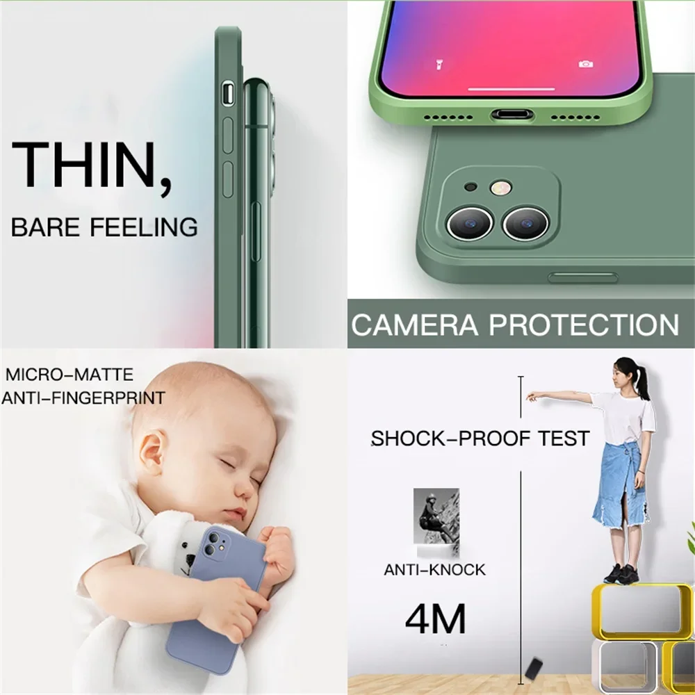 Original Square Liquid Silicone Phone Cases - Premium Durable Covers