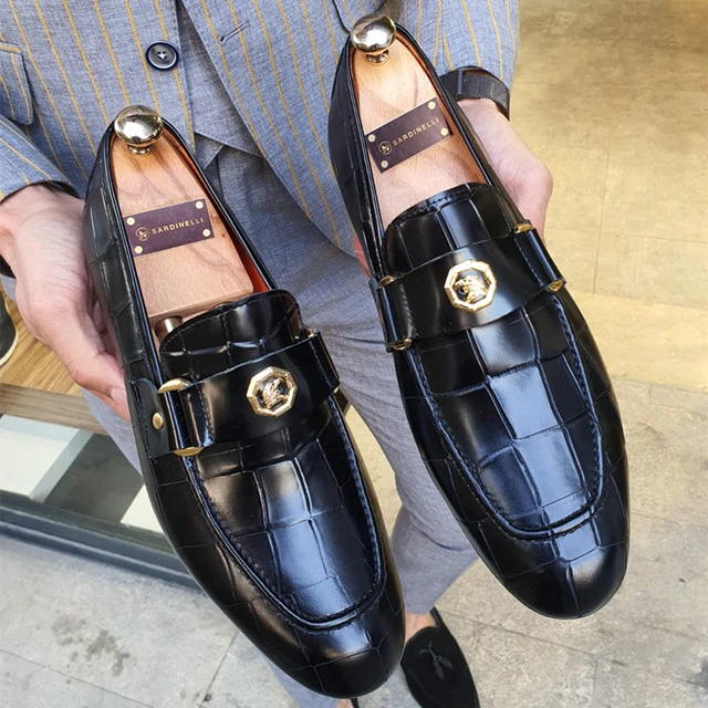 New Black Loafers Men Slip-On Round Toe Fashion Mens Dress Shoes Free Shipping Wedding Shoes for Men Size 38-47 6