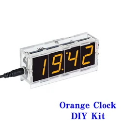 Colorful DIY Digital Clock Kit with Date, Week, Temperature Display & Alarm - Soldering Practice Set (Orange)