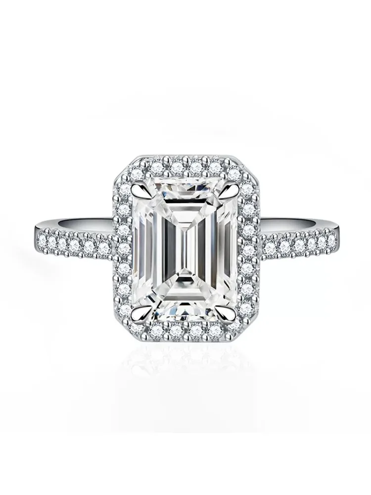 Elegant Green Gemstone Square Ring in Sterling Silver for Women - Luxury Engagement and Wedding Jewelry