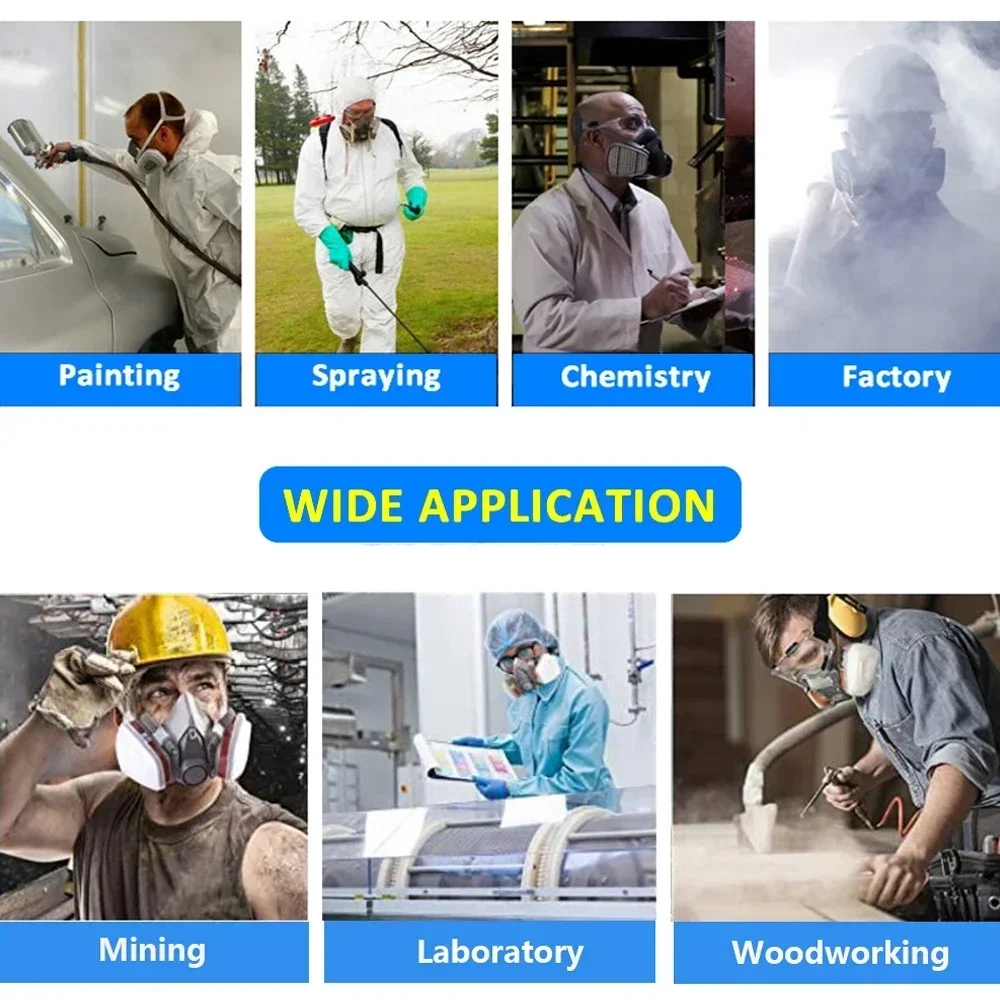 6200 Respiratore Mezza Maschera antigas antipolvere a pieno facciale per vernice industriale Spray Vapor organico chimico con occhiali Filtri Protezione 6