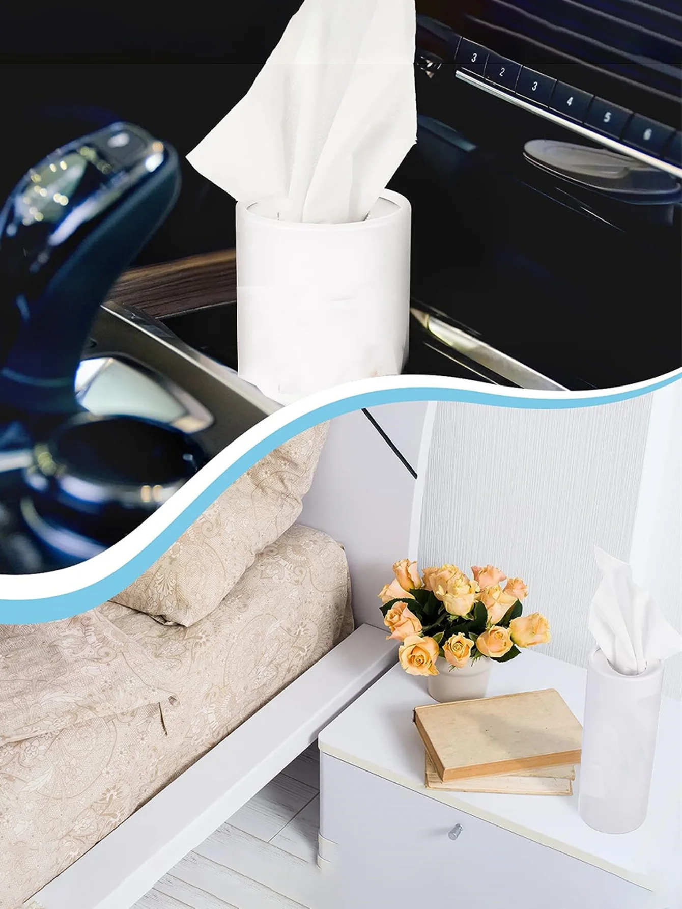5PCS 16cm Cylindrical Tissue Box Car Tissue Box Holder Home Practical Creative Advertising Tissue Tube BLACK Kitchen Living Room 4