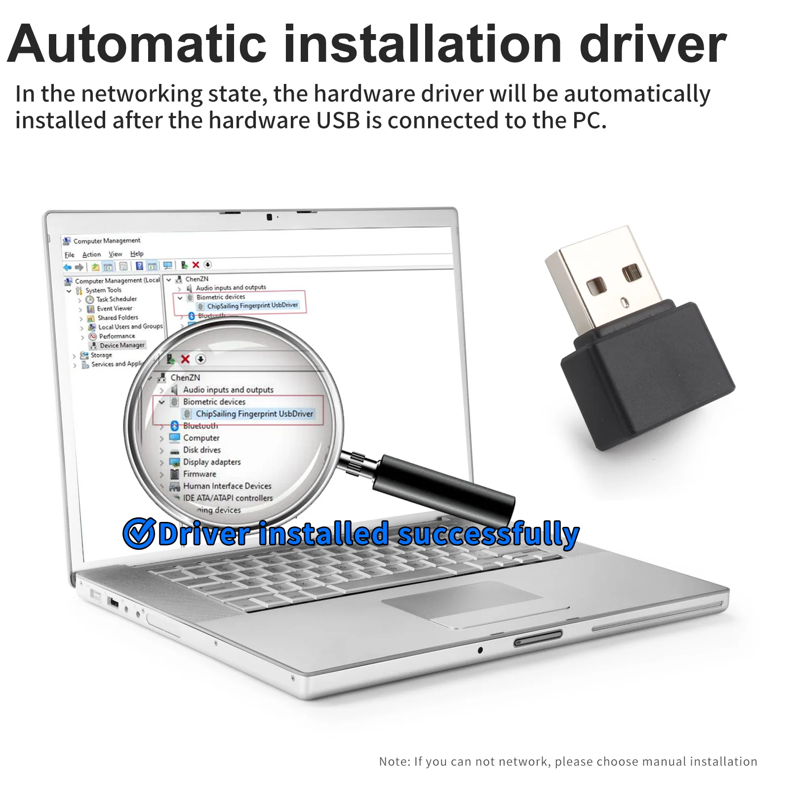 thumbnail image 2 of Fingerprint Reader JIAN BOLAND USB Fingerprint For Windows10/11, Windows Hello Automatic Driver Installation With 5ft Extension Cable-Windows Password Free Operation Windows Hello Fingerprint 2 of 10