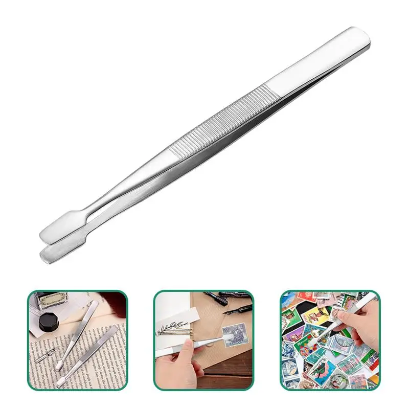 Handmade Crafting Tweezers Stainless Steel Stamp Tweezers Stamp Collecting Clips Eyebrow 10Pcs precision tweezers tweezer tool pimples blackhead tweezers