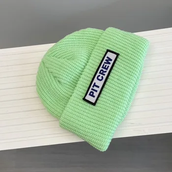 Baby Autumn Winter Knit Hat Letter Print Beanie For Newborn Rib Knitted Cap for Toddler Girls Boys Warm Hat Baby Accessories 3