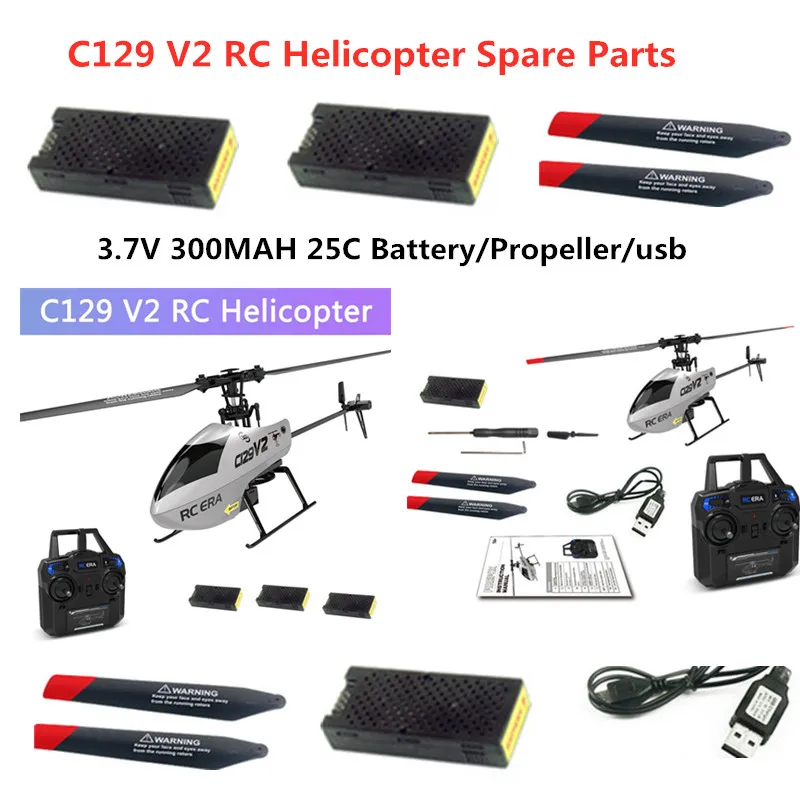 C129 V2 RC Helicopter original Accessories C129 Battery C129 RC Aircraft propeller USB Line C129V2 C129 V2 Helicopter battery