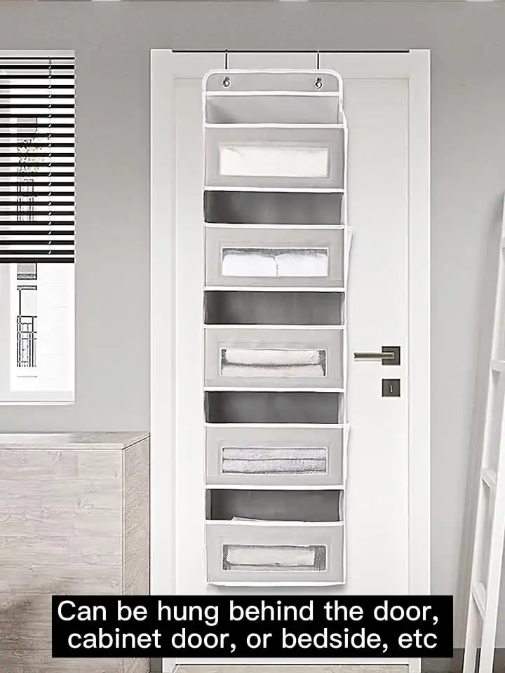 Organizador de porta com 5 camadas, armazenamento extra grande atrás da porta de 10 compartimentos, capacidade de peso de 36 kg, organizador de pendurar na porta para armário, organizador de fraldas