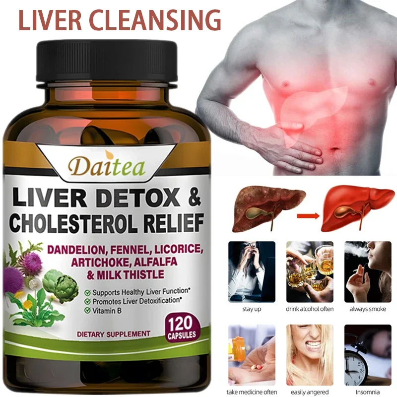 Vitamin B Silymarin Dandelion Root Liver Health Support Antioxidant Support Detoxification Cleansing Immunity Men Women liver detox supplement