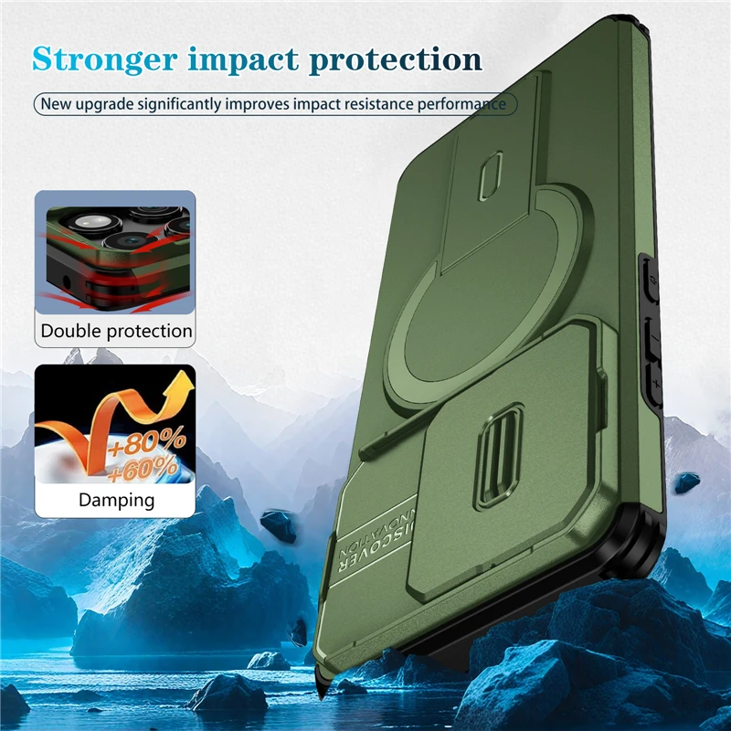 Armor Magnetic Wireless Charging Shockproof Bracket Case