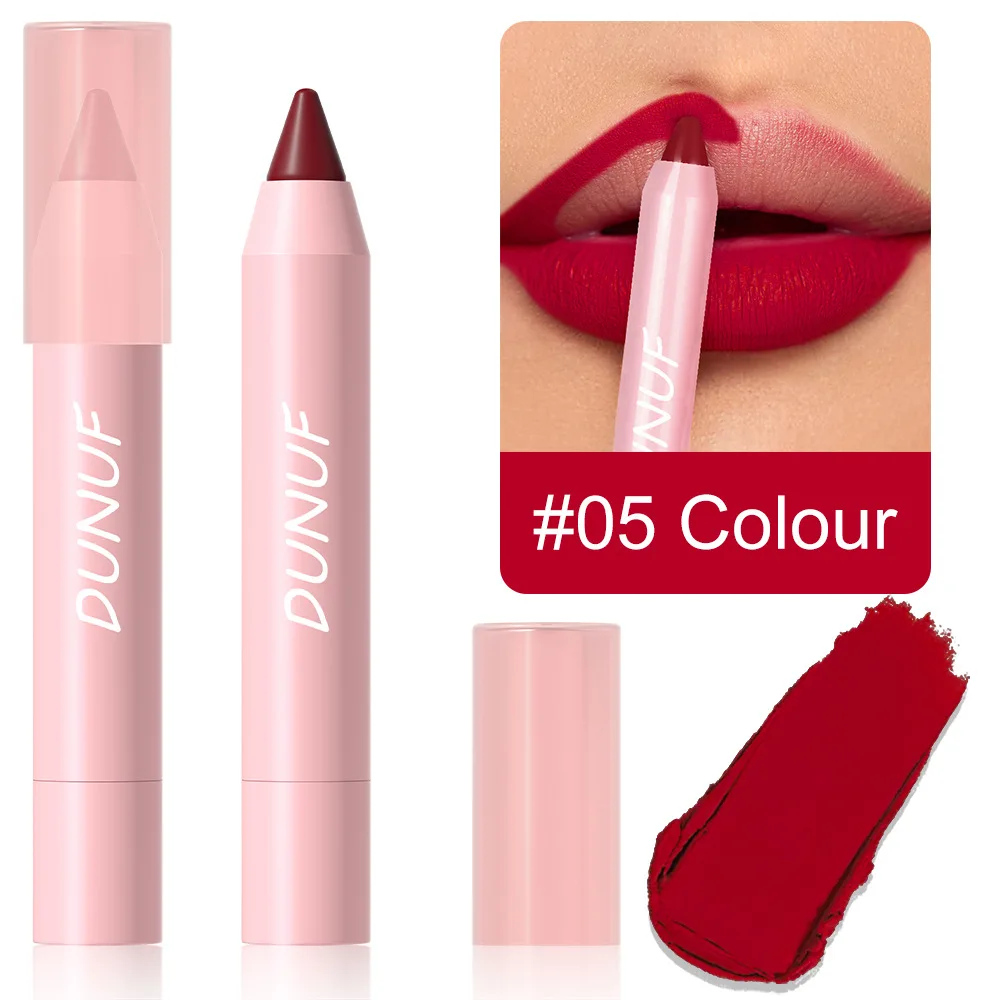 DUNUF Lipstick Pencil Waterproof Sexy Red Nude Purple Matte Tint Lipstick Lasting Lip liner Pen Longlasting Makeup Cosmetic 3