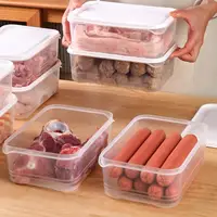 Home Refrigerator Dumpling Box Rectangular Plastic Sealed Storage Box Food Crisper Box with Lid Food Crisper Fresh Spacer Clear 2