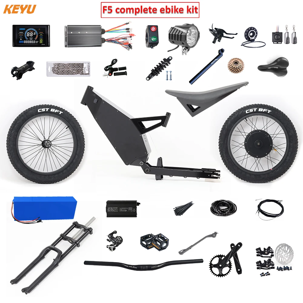Diy Complet ebike kit Enduro ebike kit 60V 3000W Electric KEYU F5 conversion electric bike stealth bomber frame