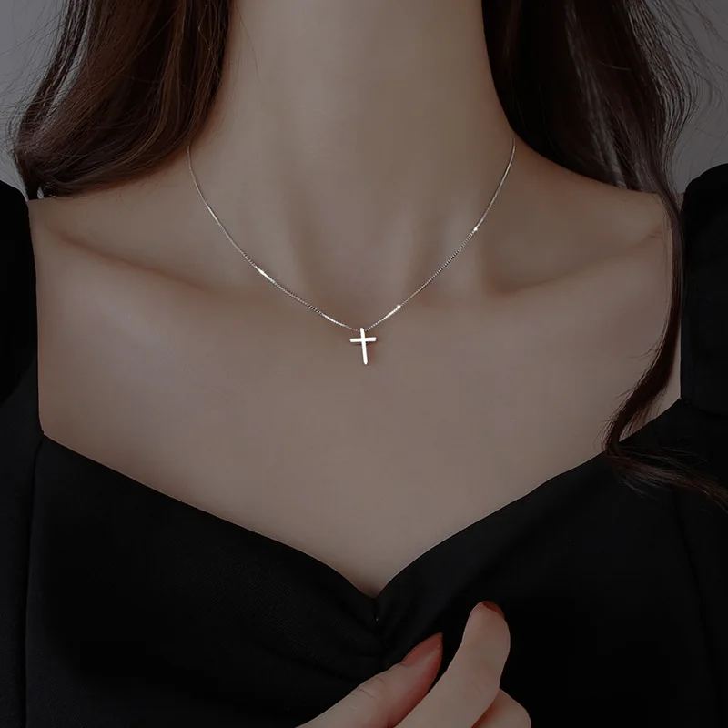 925 Sterling Silver Women's Neck Snake Chain Jewelry Cross Necklaces Luxury Exquisite Accessories Wholesale Jewellery Argent 925